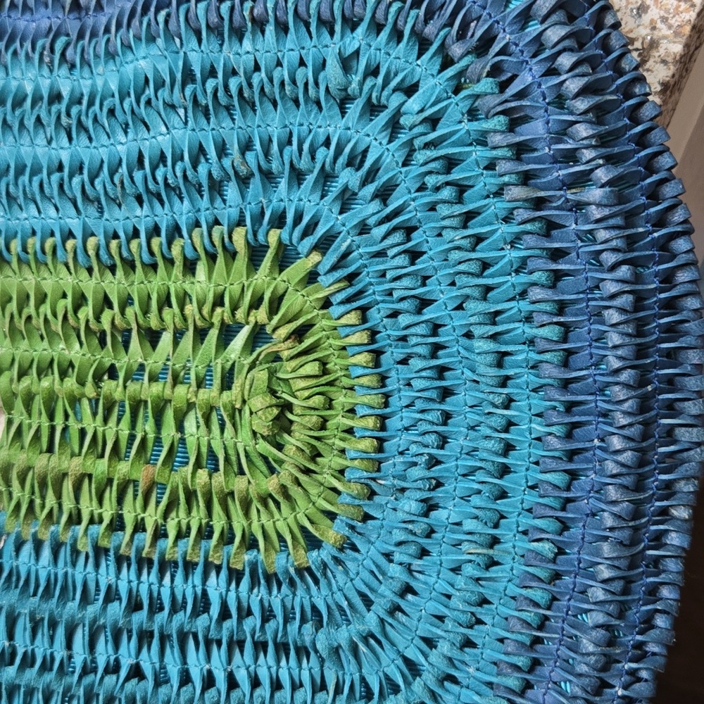 Elliott Lucca Blue and Green Leather Mini Bag, Great Summer Bag! - Picture 4 of 5
